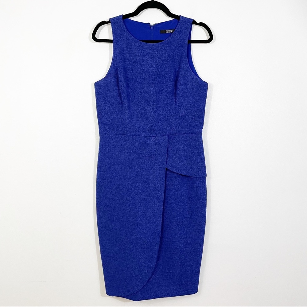 BADGLEY MISCHKA Tweed Cobalt Blue Sleeveless Sheath Dress Size 10